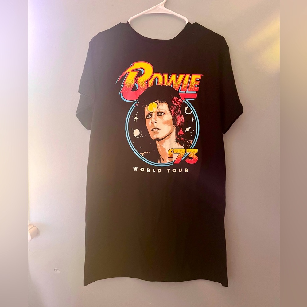 David Bowie T-Shirt DRESS • Women’s size medium • world tour 73 graphic
